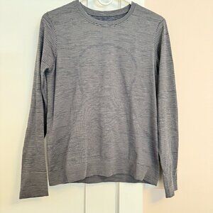 Lululemon Swiftly Tech Long Sleeve Crew Neck Tee Black Gray Striped Size 6